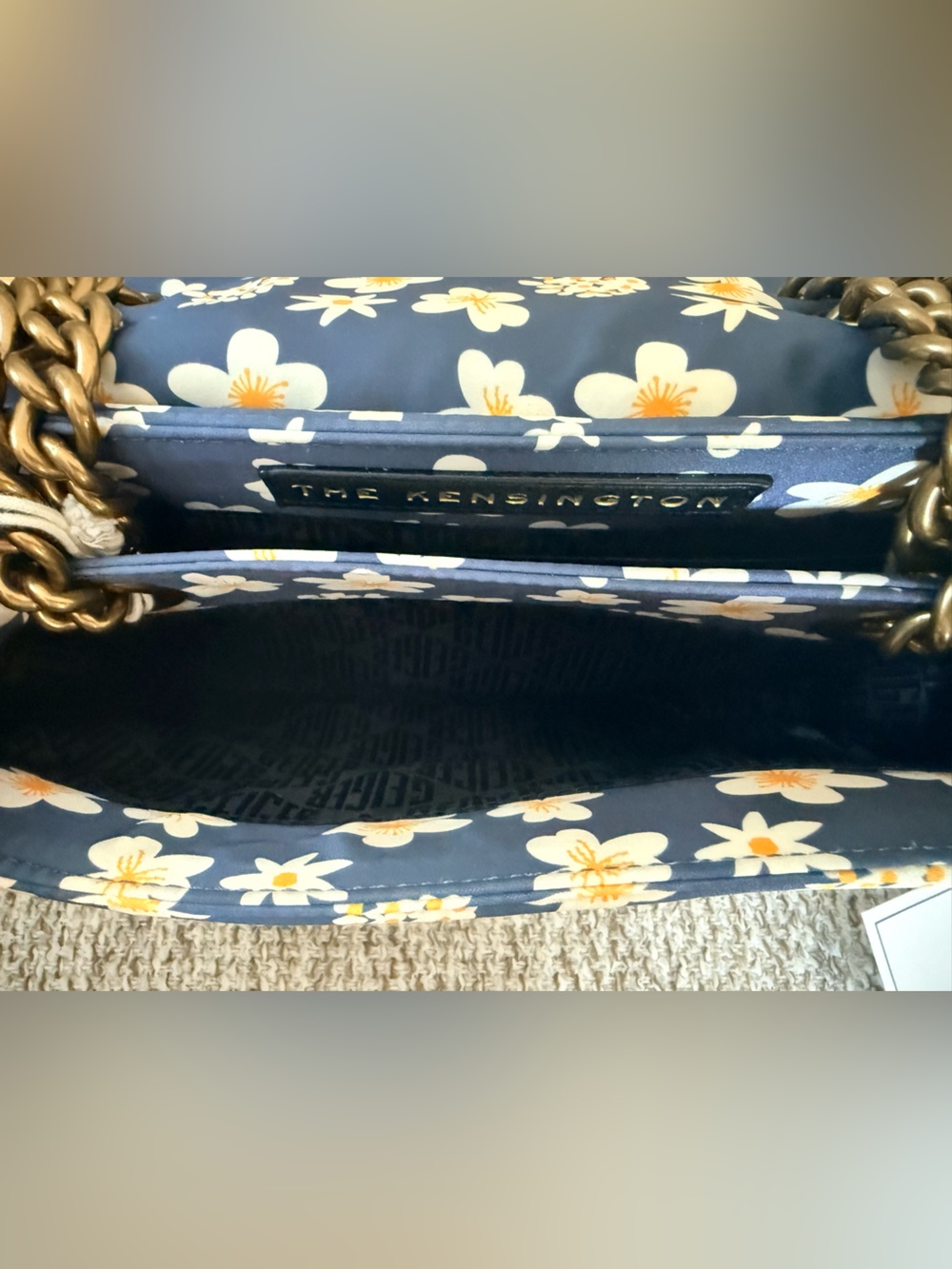 Kurt Geiger London Kensington Daisy Shoulder Bag Navy Blue 3D Floral NWT - Picture 11 of 12